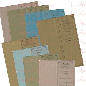Antique French Document Covers: Aged Ephemera (Digital Download)