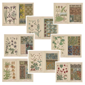 Art nouveau bloemenillustraties: afdrukbare rommeltijdschrift ephemera (digitale download)