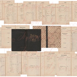 1914 French Ledger INSTANT Digital Download; French Journal; French Ledger