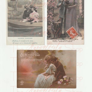Romantic French Antique Postcards: Early 1900s (INSTANT DIGITAL DOWNLOAD) image 2