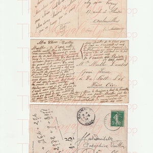 May include: A vintage postcard with handwritten text in French. The postcard features a stamp from the French post office. The text on the postcard reads "11 + 966 + 276 = 42188 + 9 + 8!!" and "Made in France".