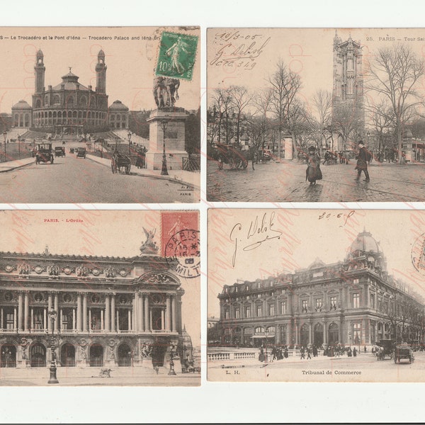 PARIS Postcards SET #2; French Postcards; Antique Postcards; INSTANT Digital Download