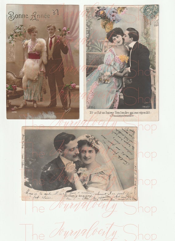 Romantic French Antique Postcards: Early 1900s (INSTANT DIGITAL DOWNLOAD)