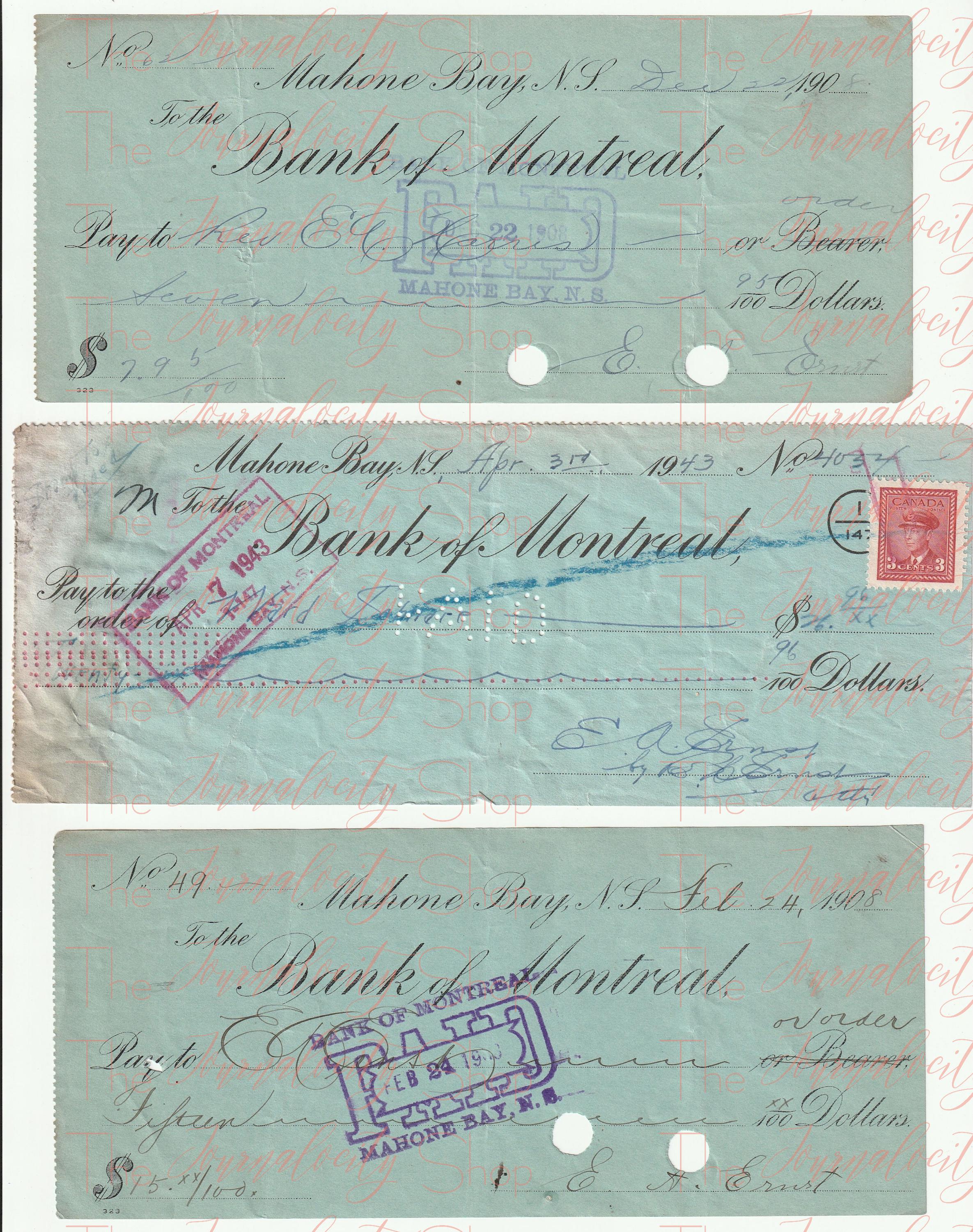 Retro Cheque Antique Chèques SET #2, INSTANT Digital Download; Script; Antique ...