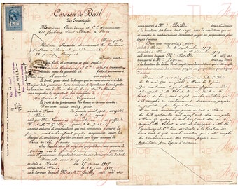 Antique French Document Set: Aged Ephemera (Digital Download)