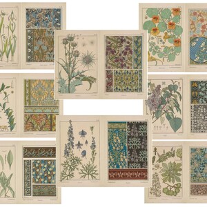 Art Nouveau Floral Illustrations: Printable Junk Journal Ephemera (Digital Download)