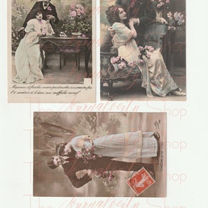 Romantic French Antique Postcards: Early 1900s (INSTANT DIGITAL DOWNLOAD) image 3