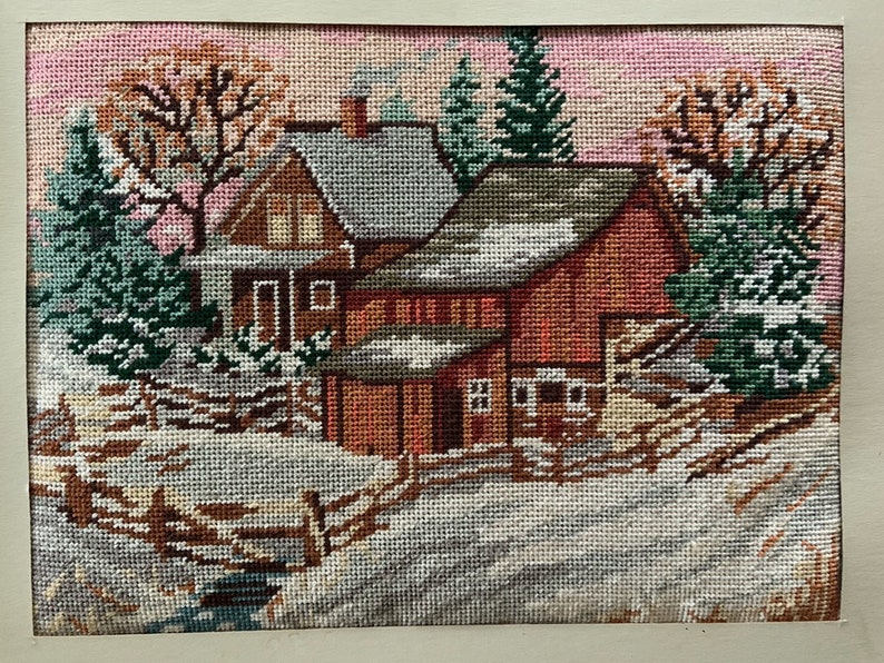 Vintage Frames Petit Point Needlepoint Picture