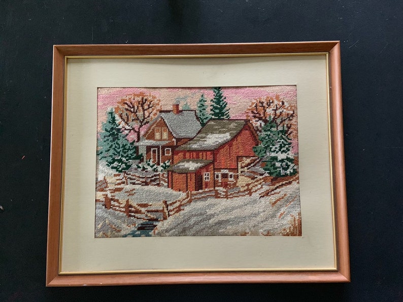 Vintage Frames Petit Point Needlepoint Picture