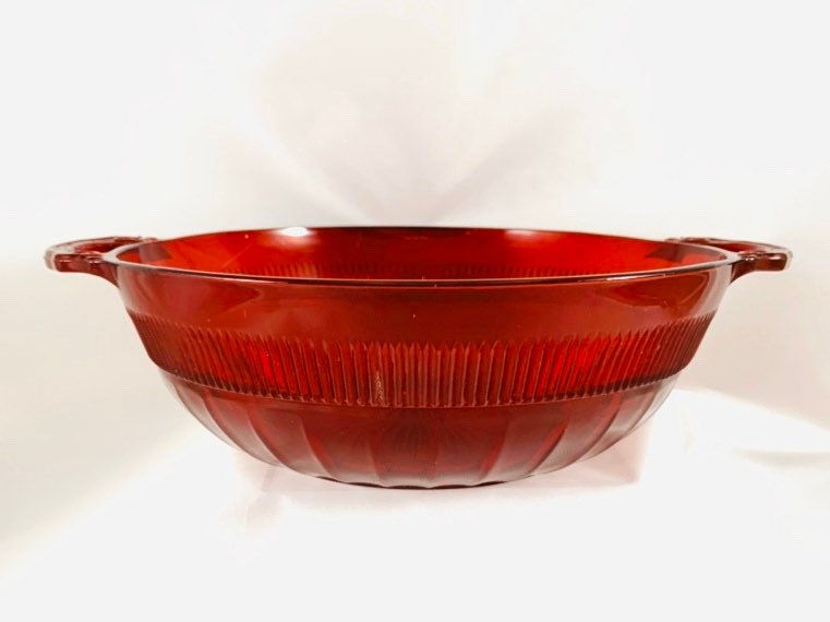 1930s Coronation Royal Ruby Red Bowl With Handles Depression Glass