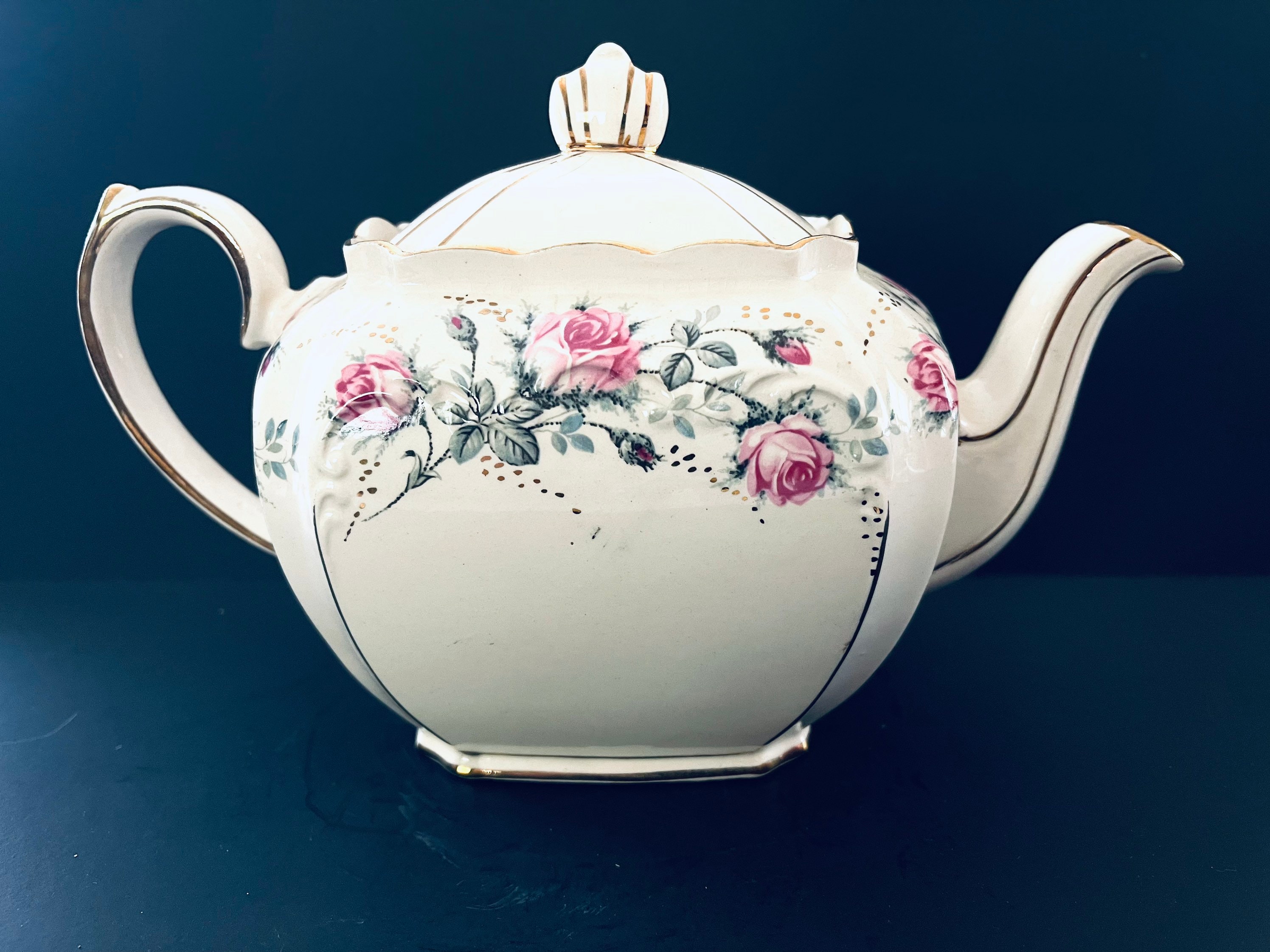 Sadler Teapot 1851 Pink Roses Made in England Etsy