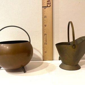 Vintage Miniature Copper Cauldron and Coal Scuttle