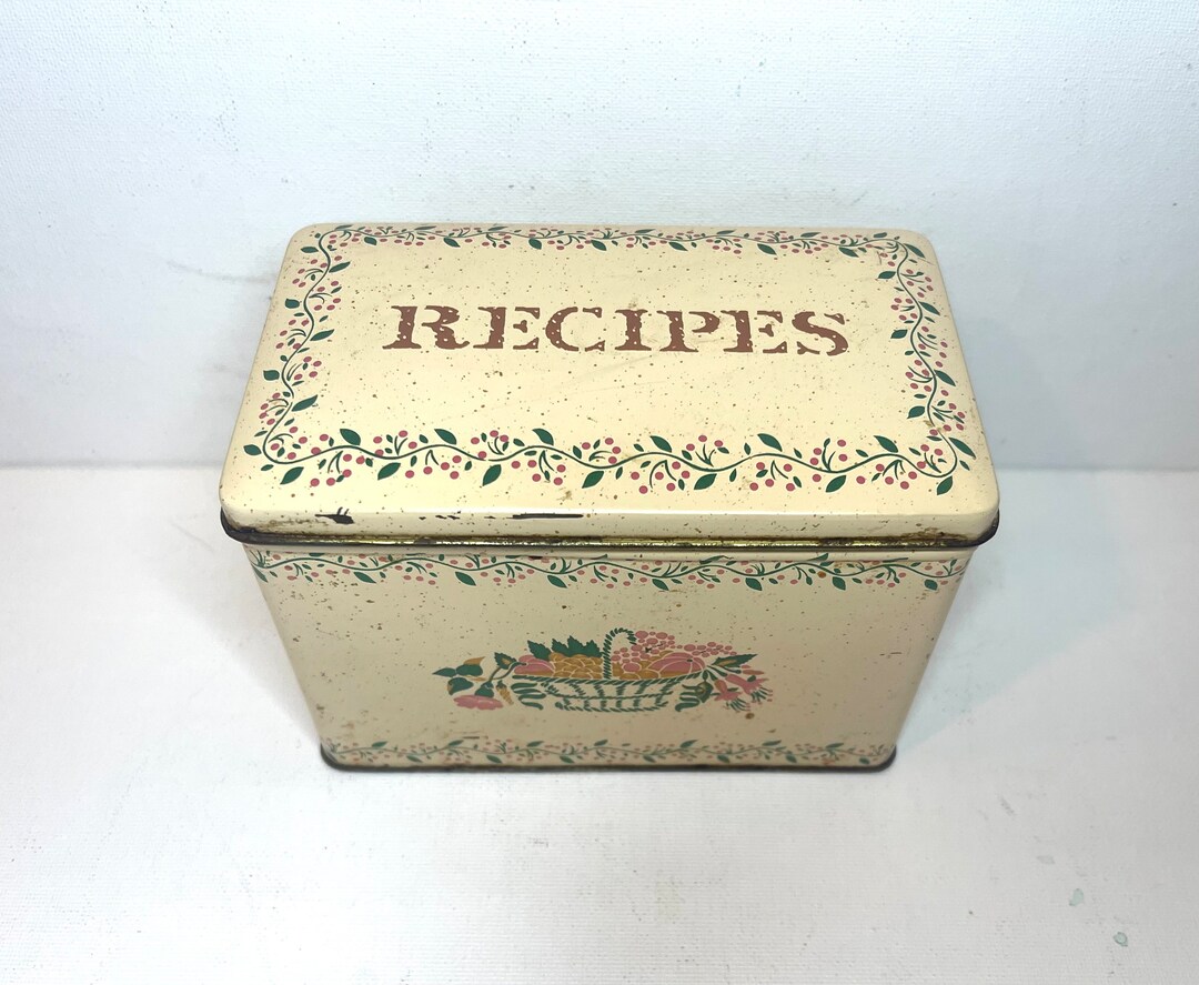 Vintage Tin Recipe Box 1940s Style Etsy