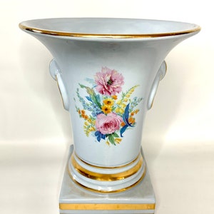 Mid-century Blue Floral Mantel Vase