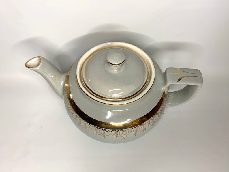 Hall 003 Grey/gold Teapot Six Cup Etsy