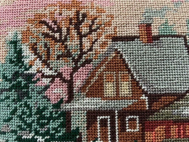 Vintage Frames Petit Point Needlepoint Picture