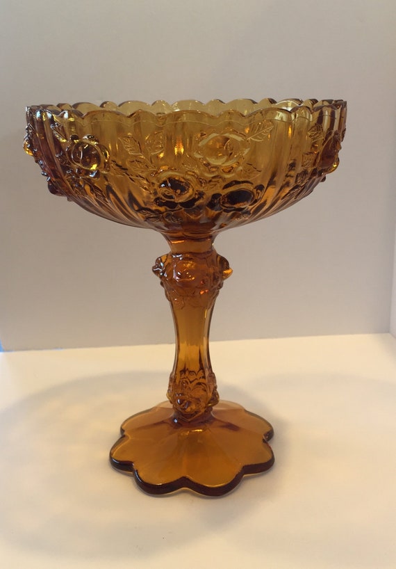 Amber Hobnail Glass candy or nut bowl Vintage Amber Glass, Amber Candy Dish