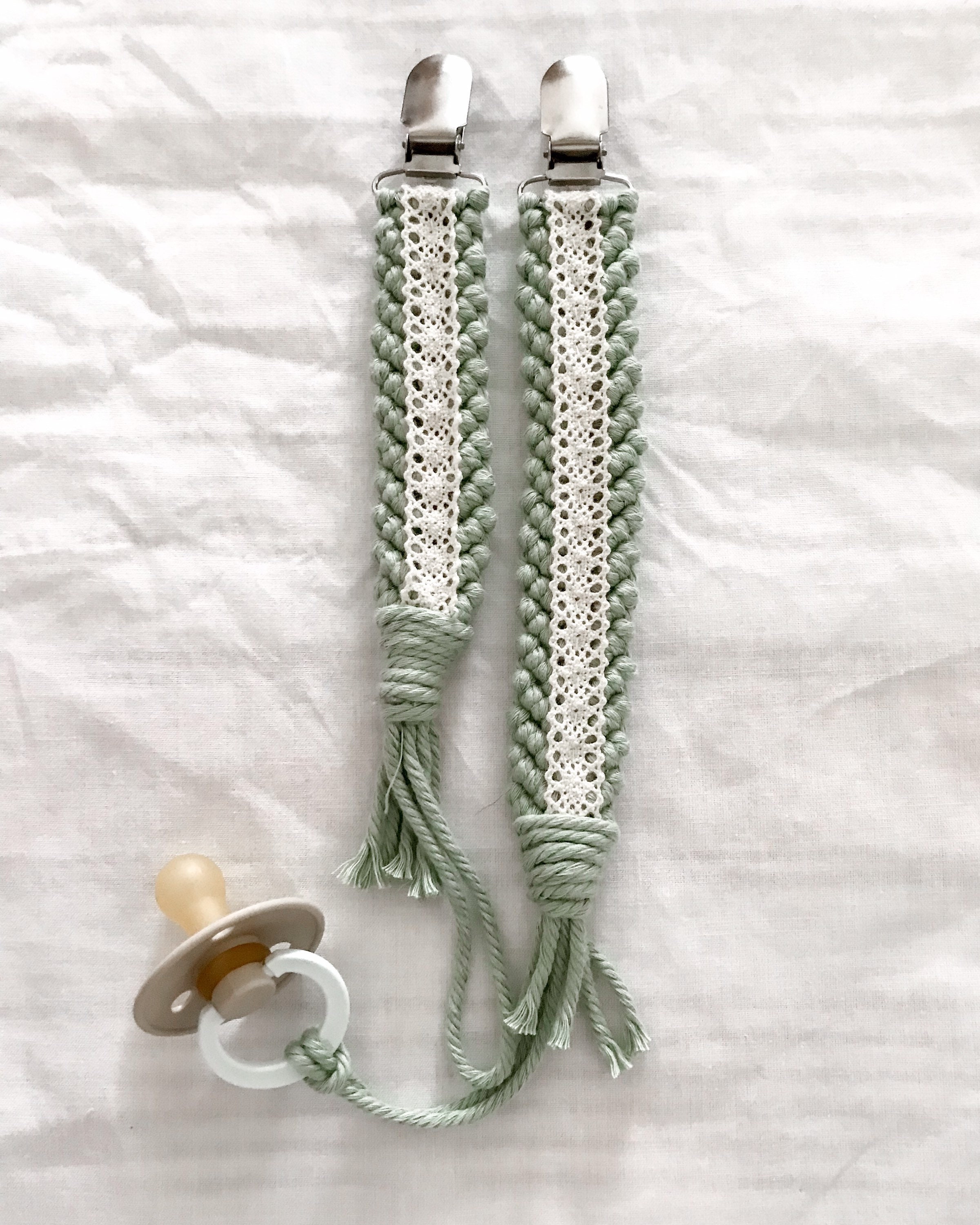Handmade Lace Macrame Pacifier Clip Etsy