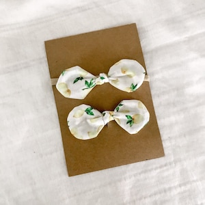 Lemon Cotton Bow / Handmade Baby Bow