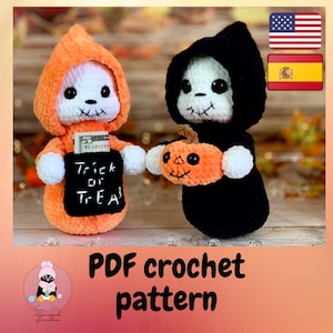 Amigurumi Halloween ghost crochet pattern, easy sewing pattern pdf, plush toy