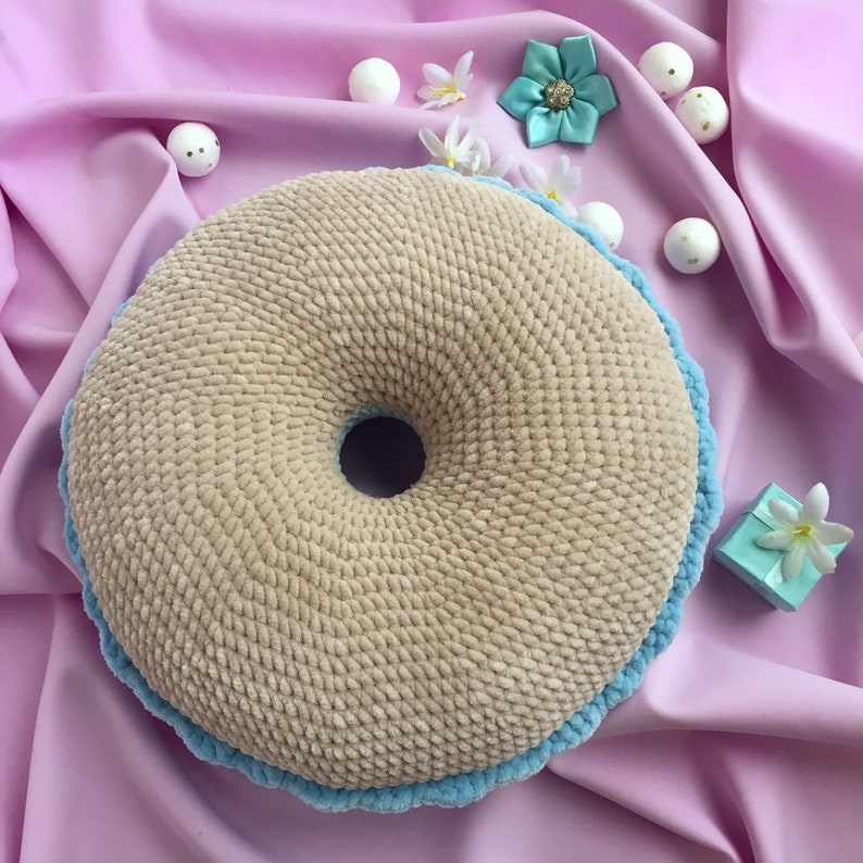 Pattern crocheted donutshaped pillow Etsy