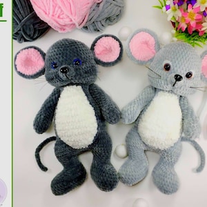 Mouse crochet pattern amigurumi plush toy easy tutorial