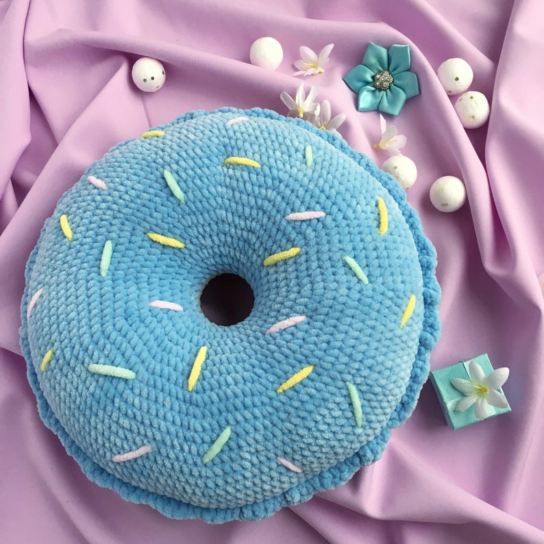 Pattern crocheted donutshaped pillow Etsy