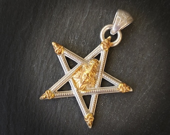 Pentagram, 5 elements, Silver, Gold, Tribut to HR Giger, Limitierte Auflage Silber 925.size 54/8/41 mm