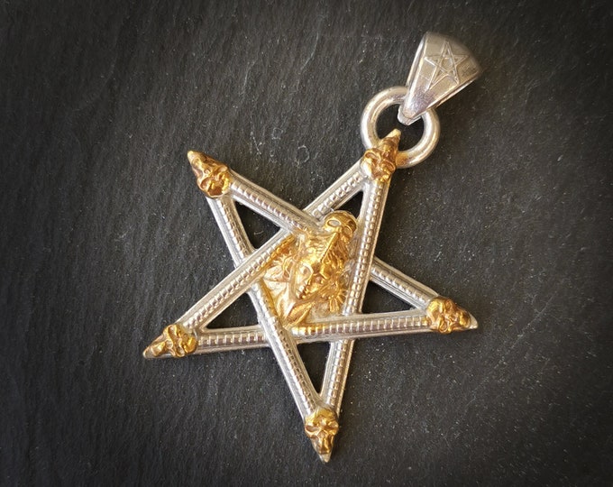 Pentagram, 5 elements, Silver, Gold, Tribut to HR Giger, Limitierte Auflage Silber 925.size 54/8/41 mm