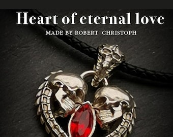Silver Heart of Eternal Love, Women's Necklace,Swarovski Heart Pendant, jewelry, with rhinestone crystal and Light Siam Swarovski Diamond
