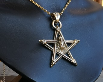 Pentagram, Elements, Limited, edition, brass, patinated. 36/6/40 mm