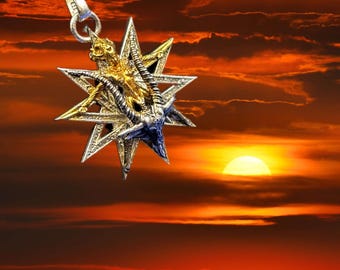 Baphomet with spirit flame Silver 925 necklace