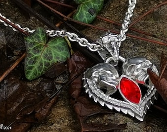 Heart pendant, jewelry, with rhinestone crystal and Light Siam Swarovski Diamond