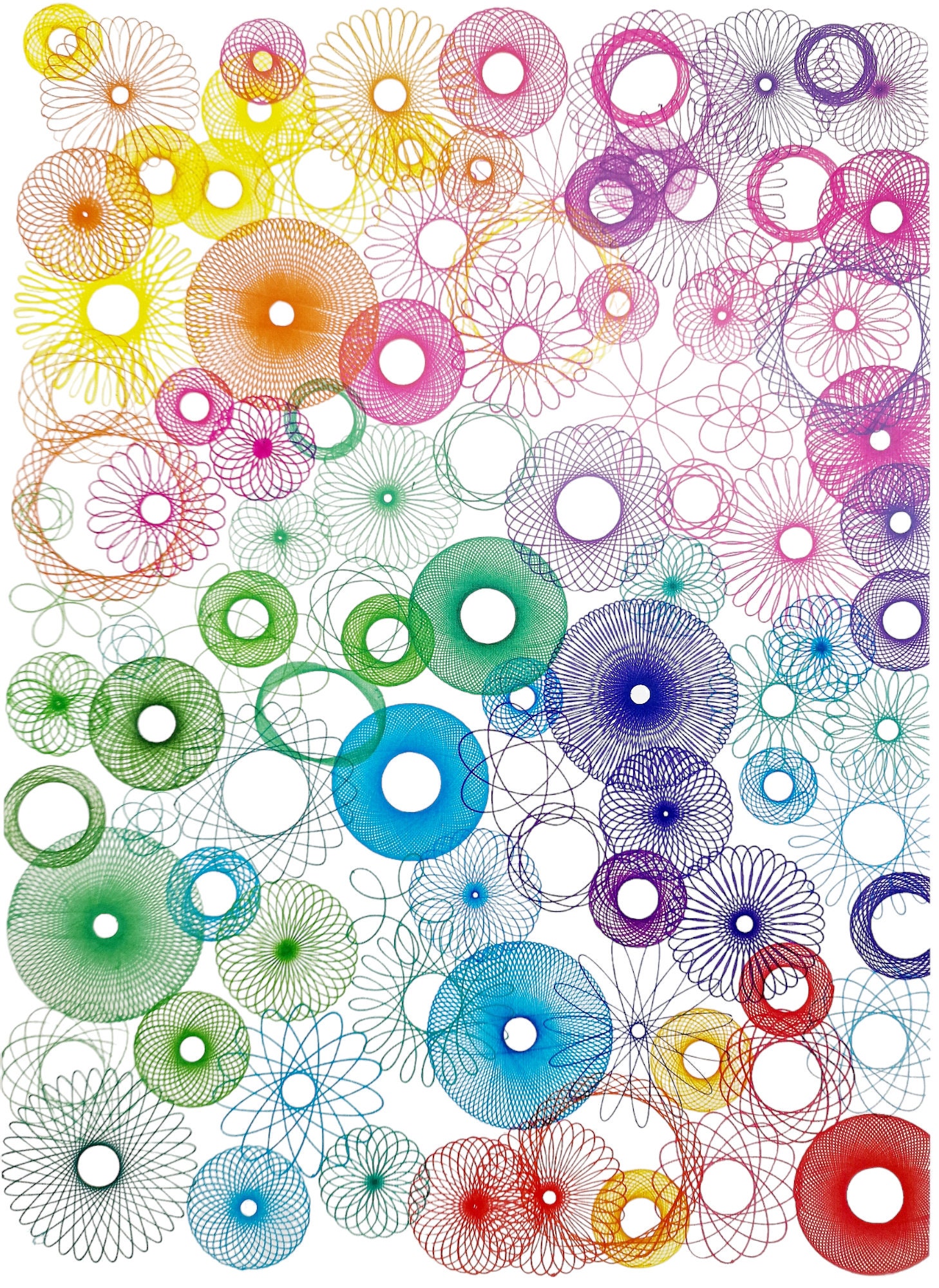 Spirograph Art. Multicoloured Spirographs. A3 Size. - Etsy