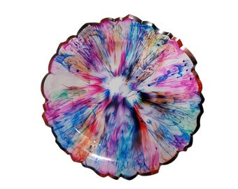 Resin bowl for fruit and/or sweets. 21cm wide. Clear & coloured with ink.