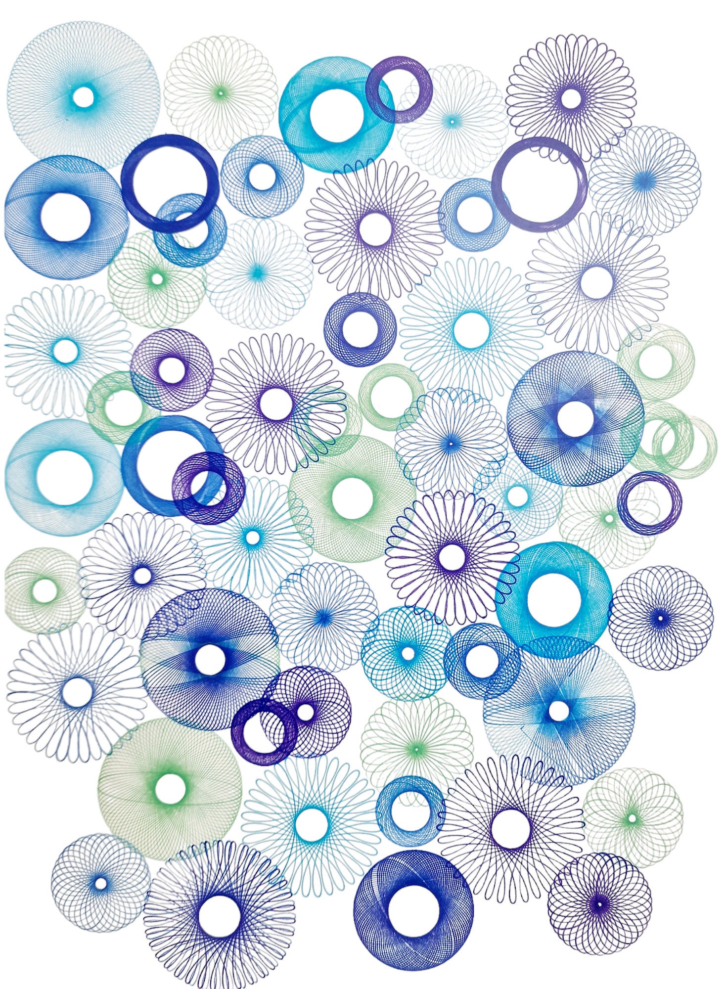 Spirograph Art. Blue Circles Spiro Artwork. A3 Size. - Etsy