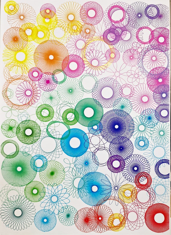 Spirograph Art. Multicoloured Spirographs. A3 Size. - Etsy