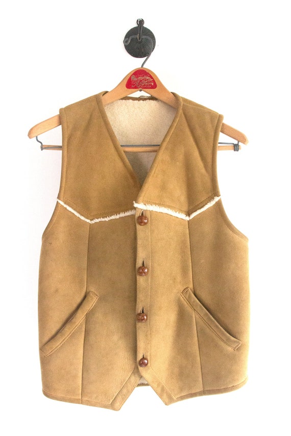 70's Suede Sherpa Lined Vest