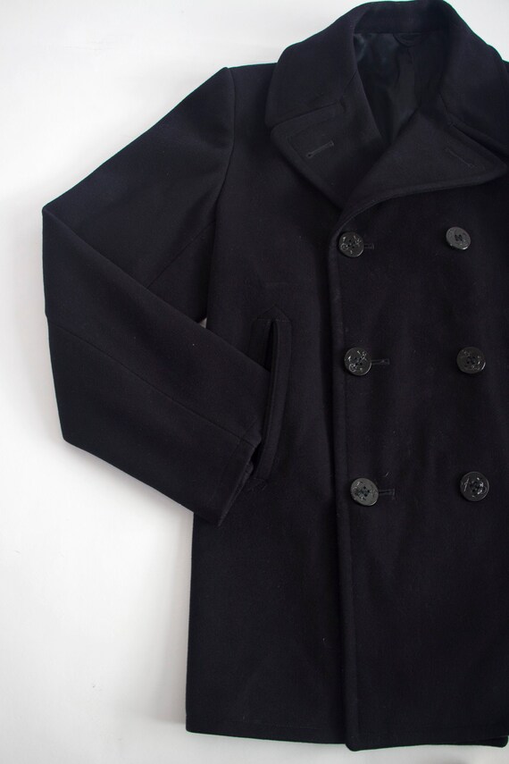 60's Navy Kersey Heavy Wool Peacoat - 38R