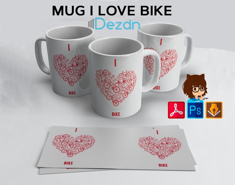 Template Cup Heart Bicycle cup Hearts bike template design gift for cyclist design gift for cyclist to Rchivo downloadable