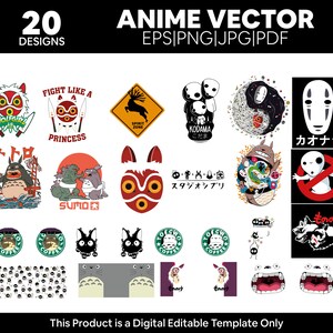 Anime pack PDF Manga pack VECTOR Cartoon packs PNG Anime manga png Anime digital download