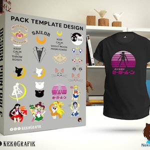Modèle design t-shirt sublimation anime classique girl power vector rétro vintage marin imprimable numérique