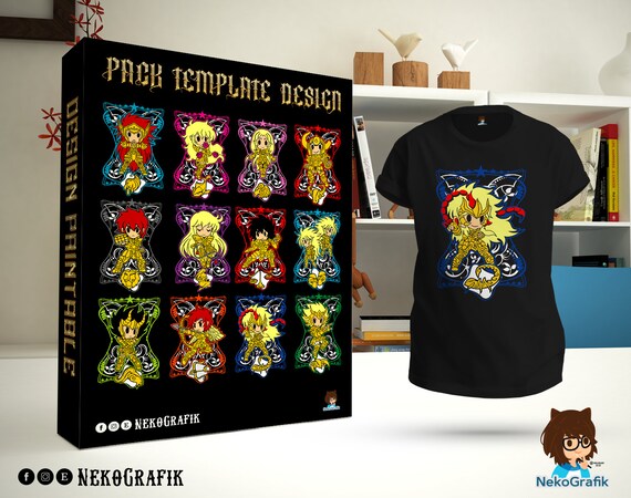 Download Pack Template Design T Shirt 12 Gold Cloth Digital Printable Etsy