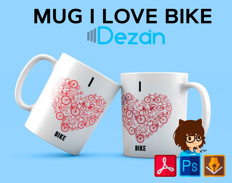 Template Cup Heart Bicycle cup Hearts bike template design gift for cyclist design gift for cyclist to Rchivo downloadable