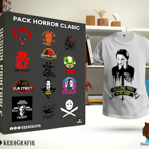 Pack horror movie clasic design vector pdf t-shirt freddy jason michael sublimation print 34 files