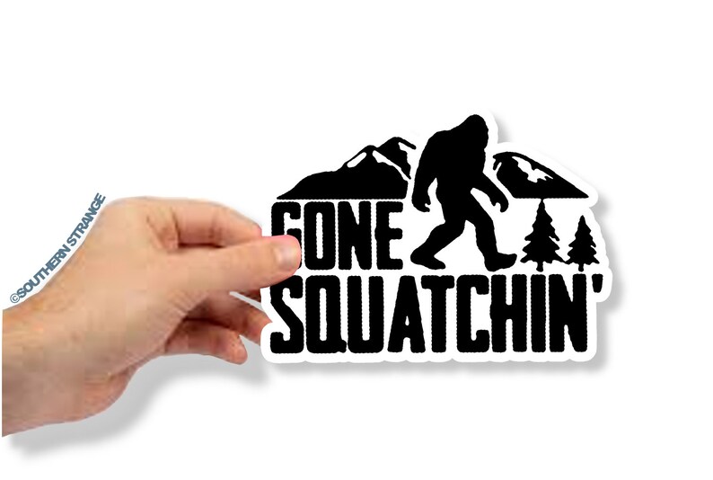 VINYL BIGFOOT WARNING WINDOW DECAL BUMPER STICKER GONE SQUACHIN/' BIG FOOT