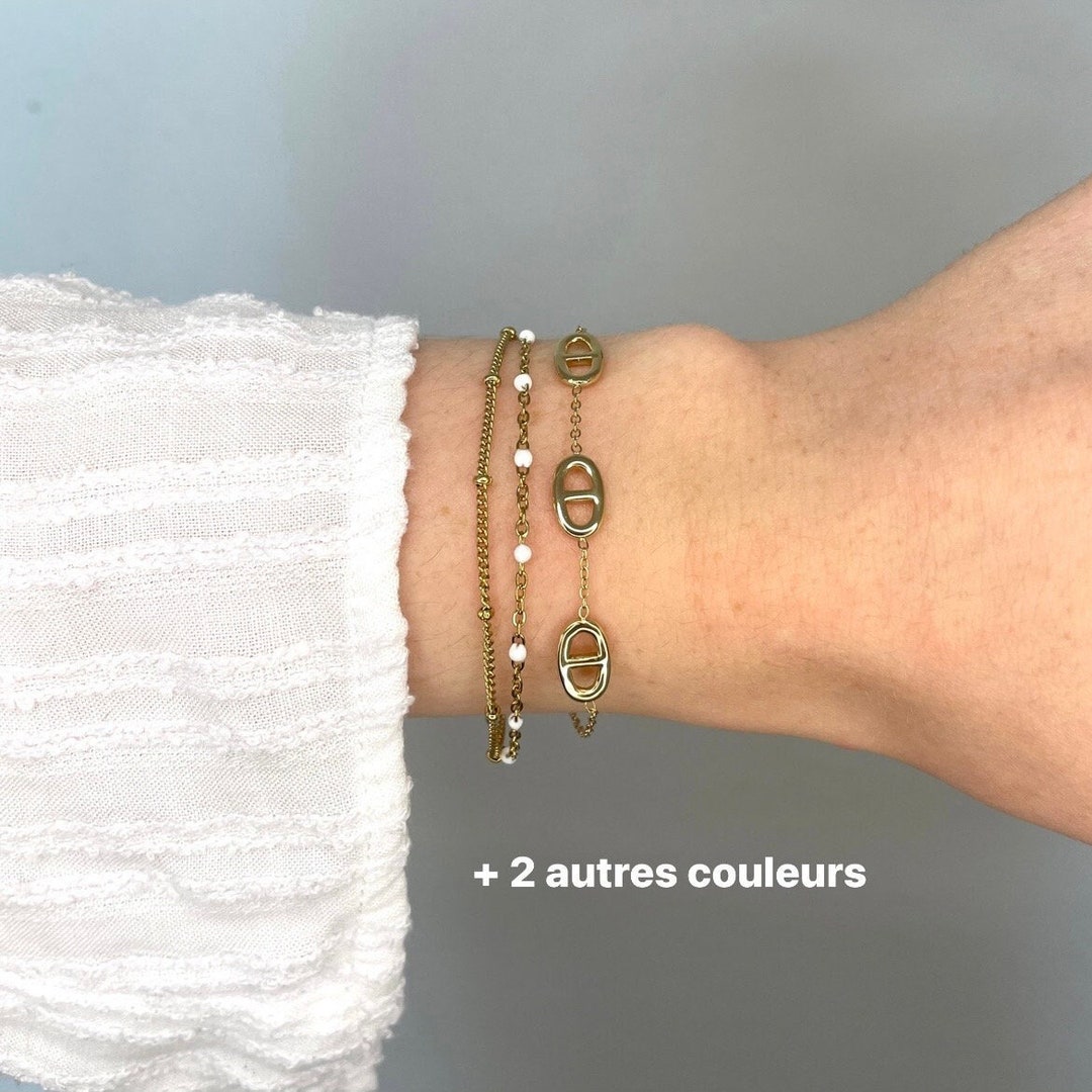 Bracelet GIULIA en acier inoxydable Bracelet triple rang Etsy France