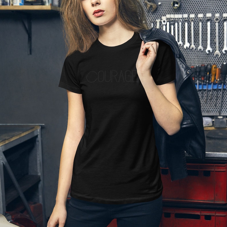 women\u2019s slim fit t-shirt black shirt Courage tshirt