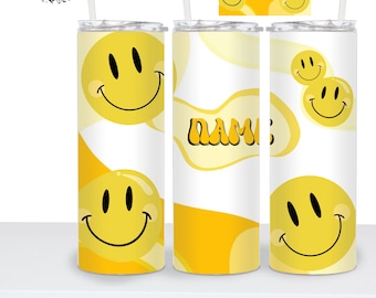 Smiley Face 20 oz skinny tumbler PNG Digital design,  Straight Tumbler Wrap, Digital Download