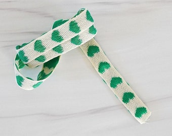 Green Heart Cotton Ribbon Trim / Gift Packaging / Gift Wrap / Gift Ribbon